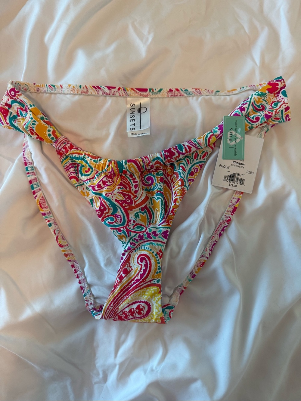 Sunsets Phoenix Paisley Bikini Bottom, skirt sarong included. Bundle.